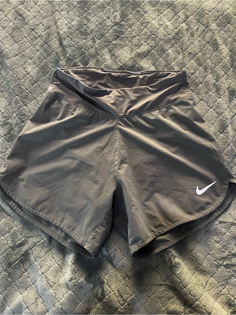 Nike Women’s Charcoal Athletic Shorts with White Swoosh